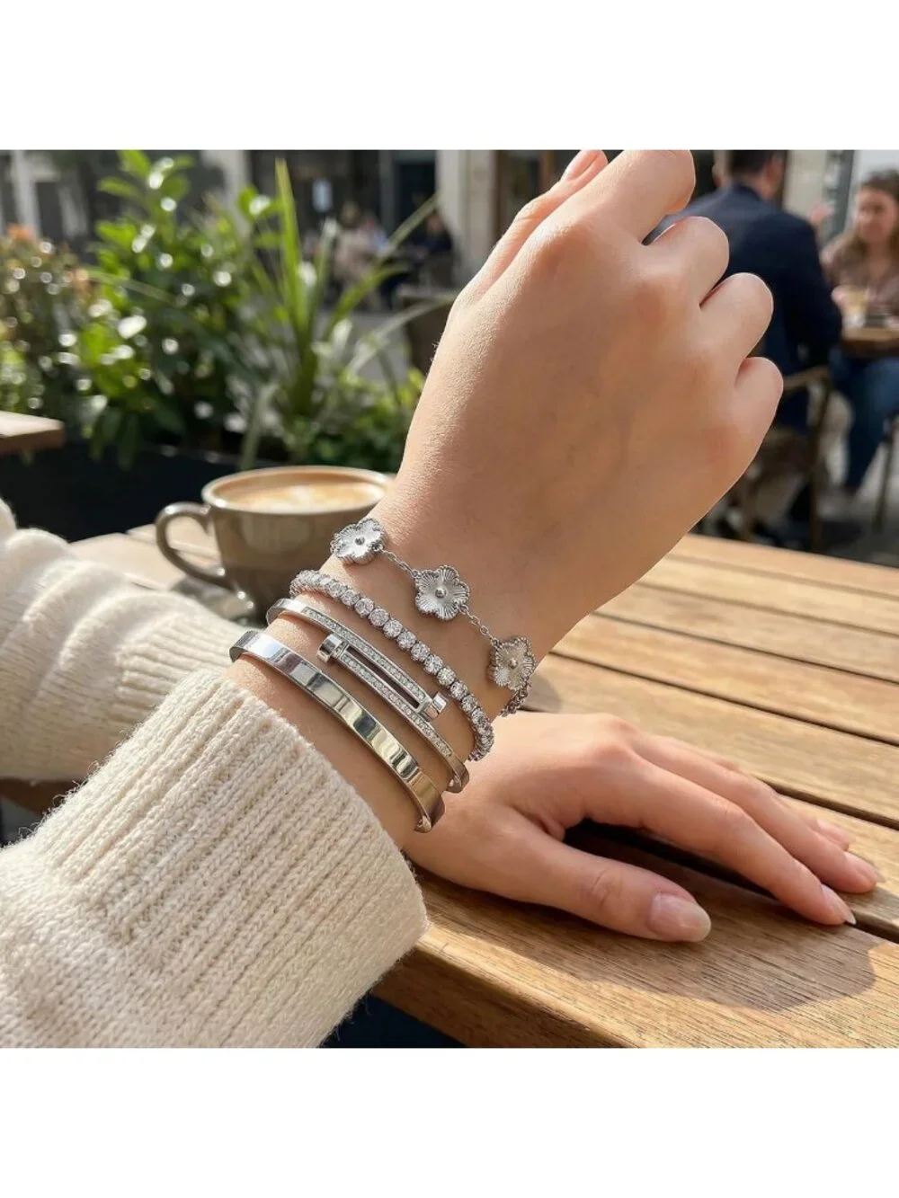 Trendy 4-Pc Silver & Gold Plated Stackable Bracelets Set - Non-Tarnish Jewelry